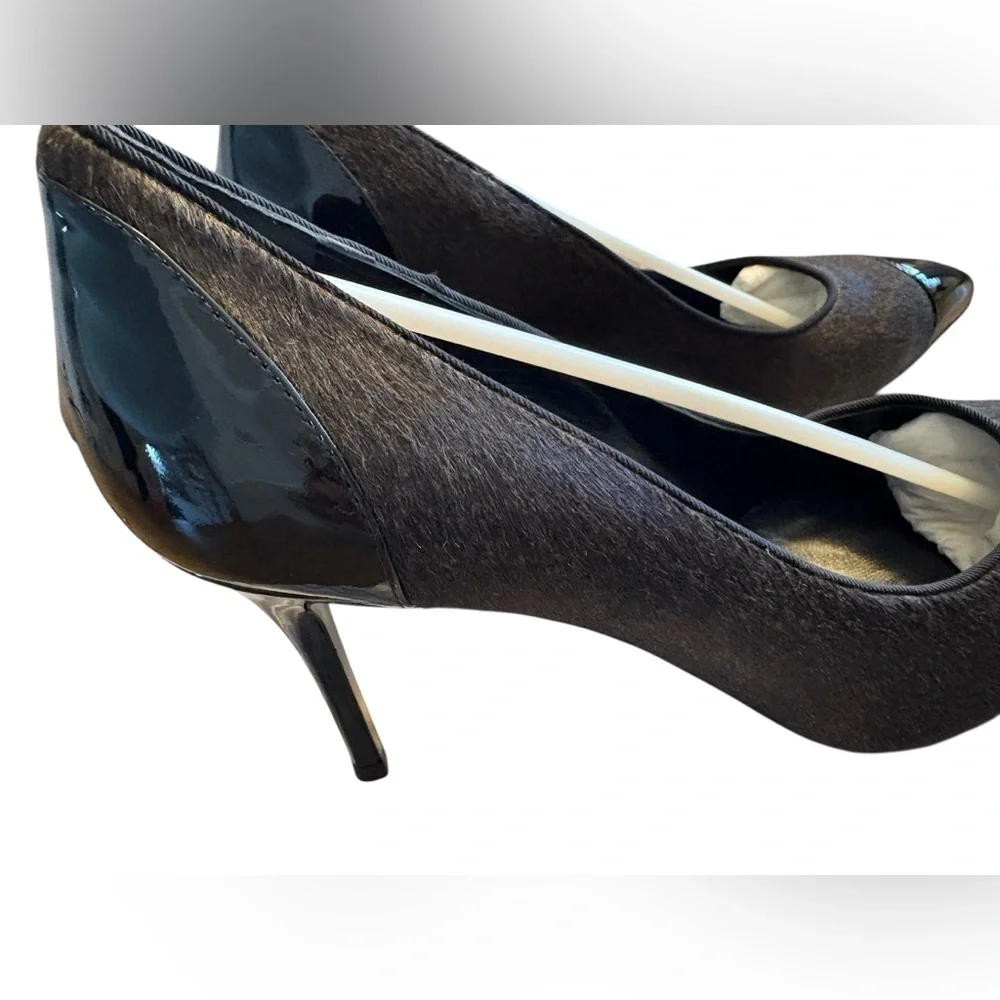 Giuseppe Zanotti Black Patent Leather with Brown Calf Hair Heels - Picture 5 of 10